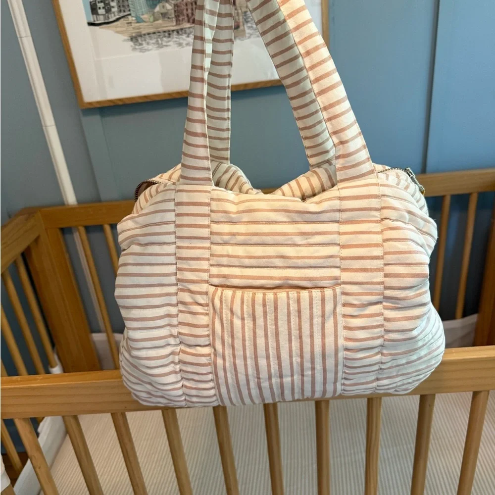 Pehr Blush Striped Diaper Bag